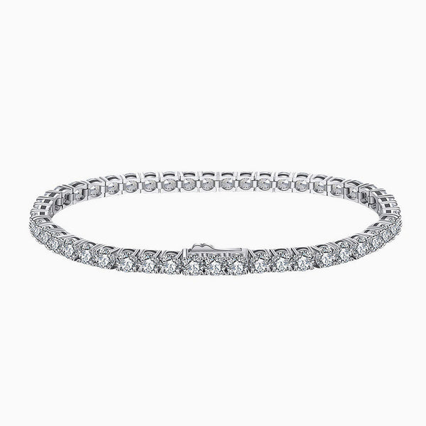 Iced Out Cubic Zirconia Rhodium Plated Sterling Silver Tennis Bracelet
