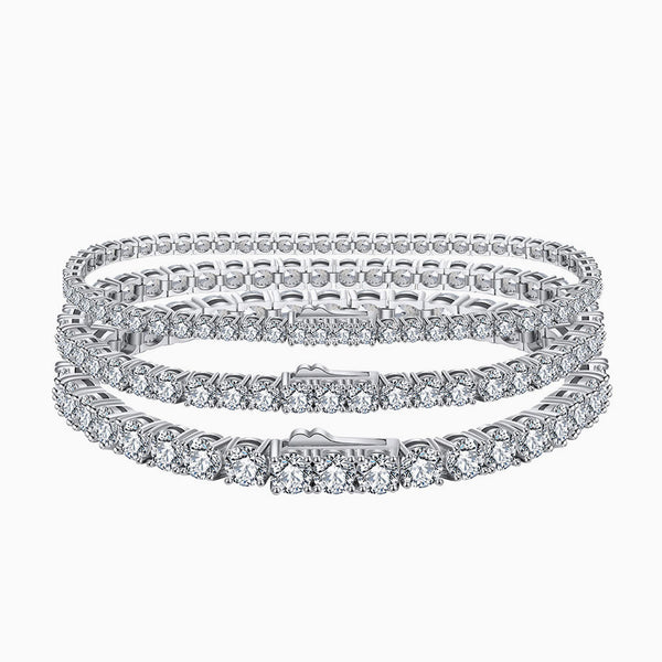 Iced Out Cubic Zirconia Rhodium Plated Sterling Silver Tennis Bracelet