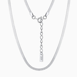 Minimalist Sided Snake Pure Sterling Silver 1.8MM Flat Chain Necklace