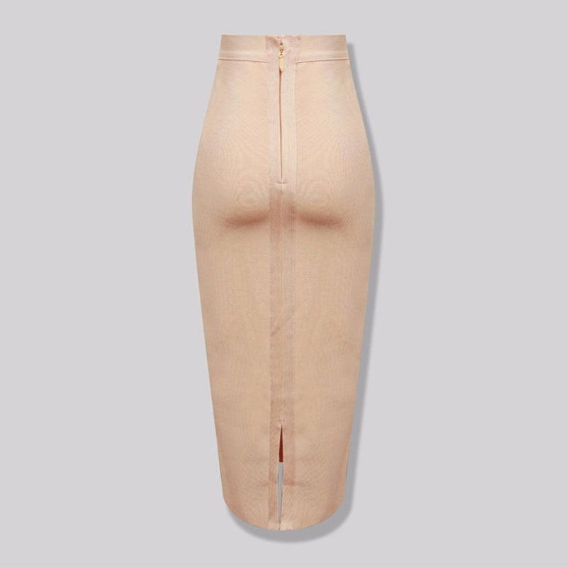 Minimalist Solid High Waist Back Slit Bodycon Bandage Midi Pencil Skirt