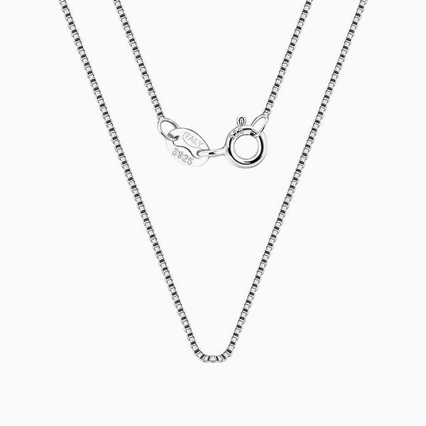 Minimalist Style Pure Sterling Silver 0.6MM Polished Box Chain Necklace