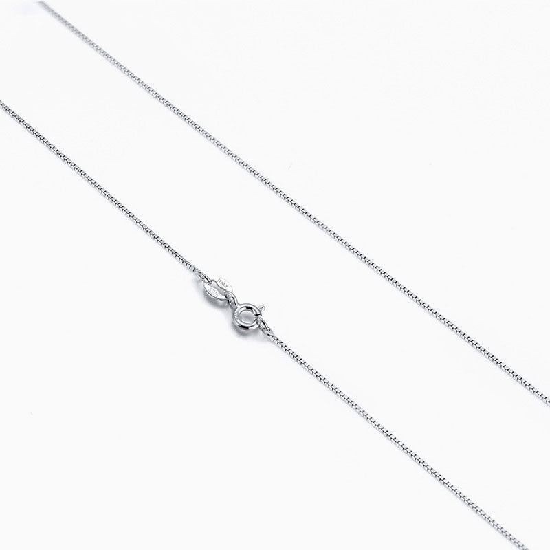 Minimalist Style Pure Sterling Silver 0.6MM Polished Box Chain Necklace