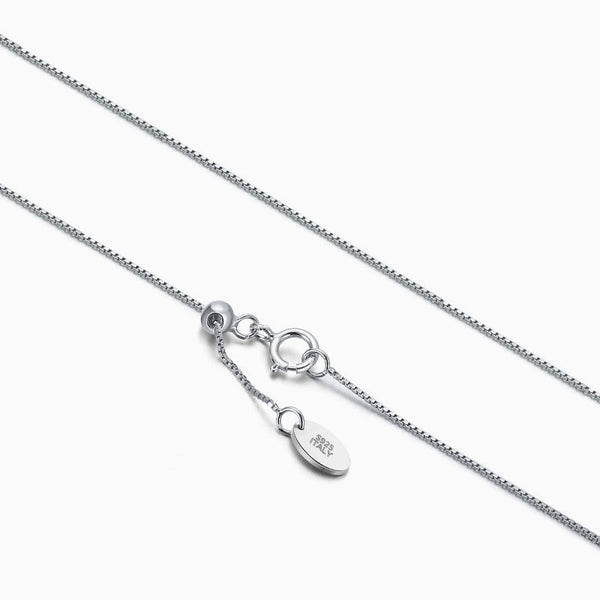 Rhodium Plated Sterling Silver 0.6MM Box Link 18 Inch Chain Necklace