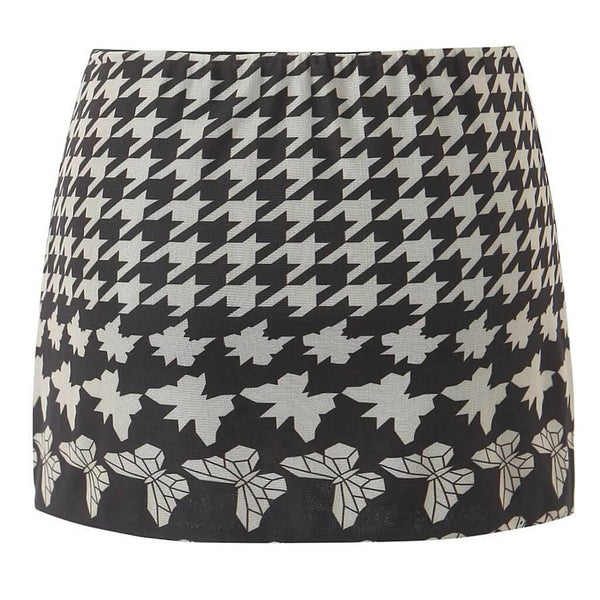Sexy Butterfly Houndstooth Print Low Waist Bodycon Mini Mesh Skirt