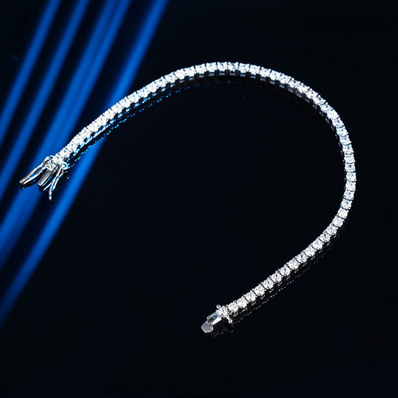 Shimmering Sterling Silver 2.5MM Moissanite Eternity Tennis Bracelet