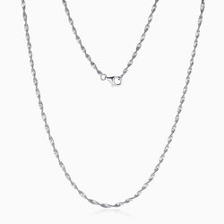 Sparkle Rhodium Plated Sterling Silver 2MM Singapore Chain Necklace