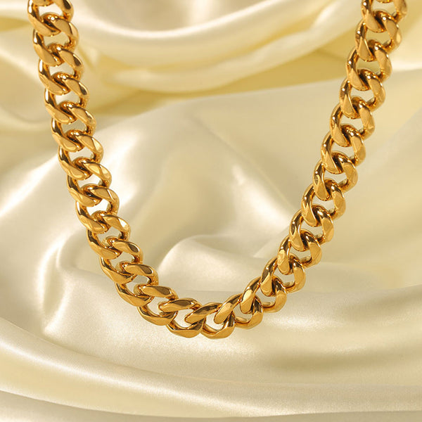 Statement 18K Gold Plated Chunky 15mm Cuban Link Chain Necklace