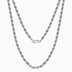 Urban Chic Pure Color Twist Rope Sterling Silver 1.2MM Chain Necklace