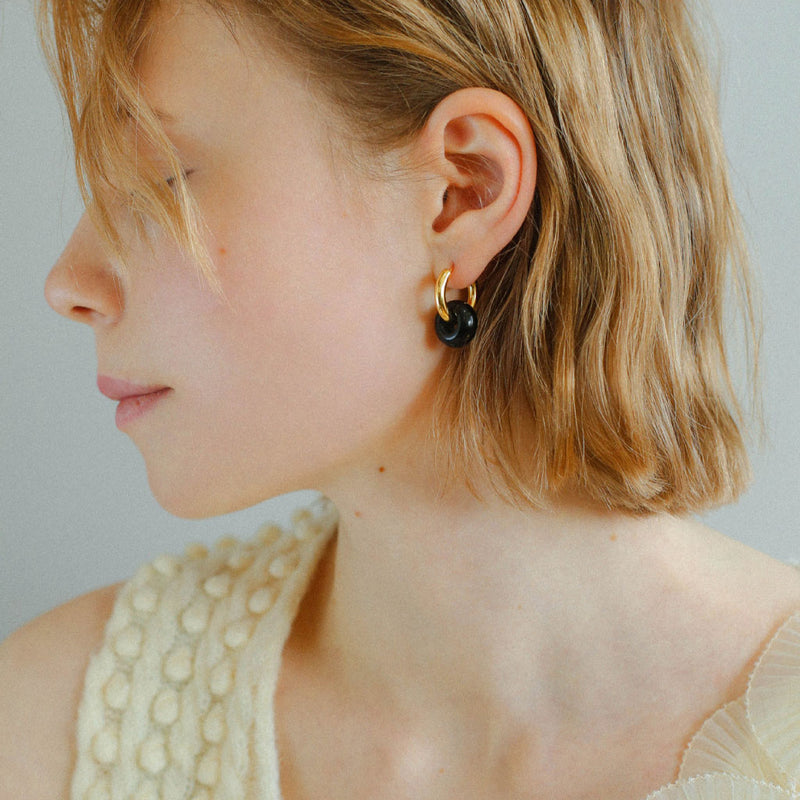 Versatile Two Tone 18K Gold Plated Hinge Double Ring Hoop Earrings