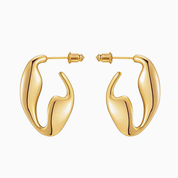 YOU STYLE IT Glossy 18K Gold Plated Geometric Hoop Earrings