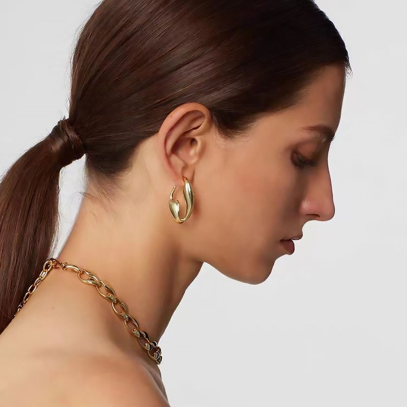 YOU STYLE IT Glossy 18K Gold Plated Geometric Hoop Earrings