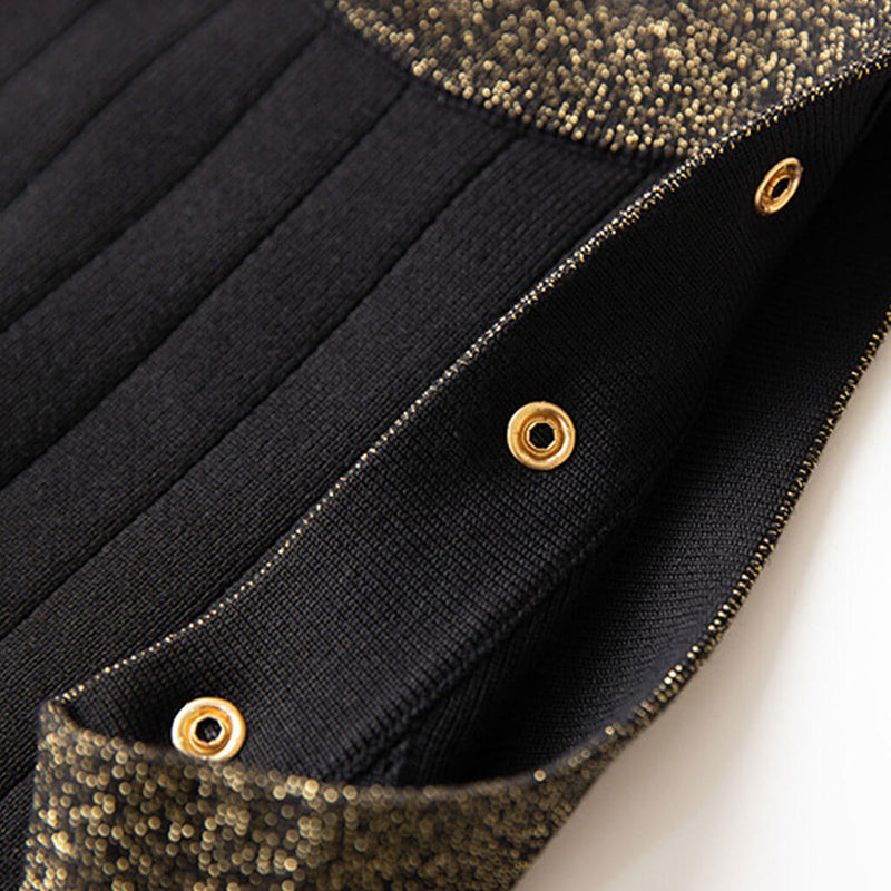 Classy Button Detail Lurex Trim Crew Neck Sleeveless Bodycon Midi Sweater Dress
