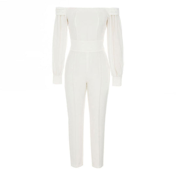 White skinny leg jumpsuit hot sale