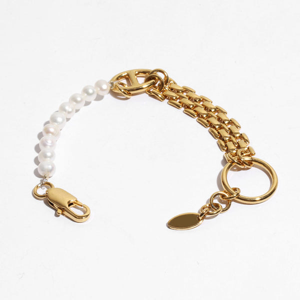 Eye-Catching Chunky Strand Pearl Beaded Bracelet - Gold