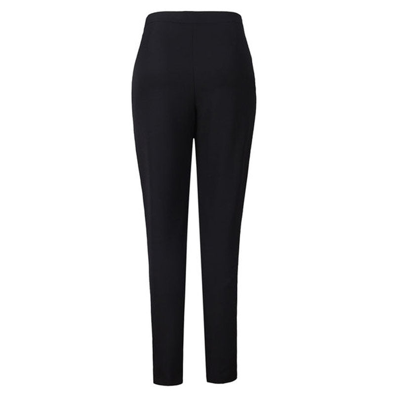 Iconic High Waist Button Front Crop Skinny Tapered Pants - Black
