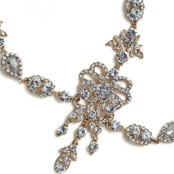Sparkly Plated Crystal Embellished Bridal Head Chain - Gold