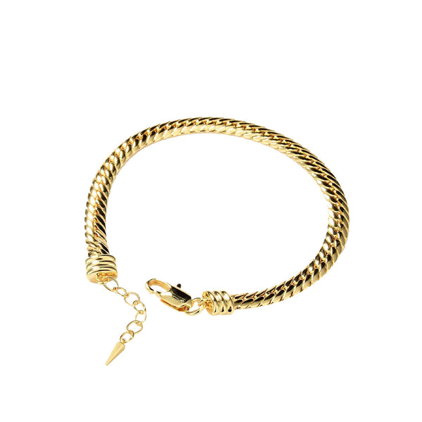Street Style Gold Plated Chain Linked Embossed Bracelet - Gold
