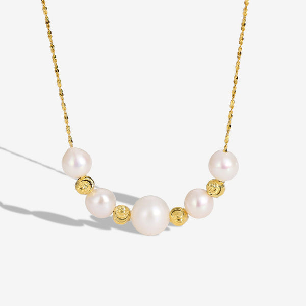 18K Gold Plated Ball Baroque Freshwater Pearl Smile Cable Chain Necklace