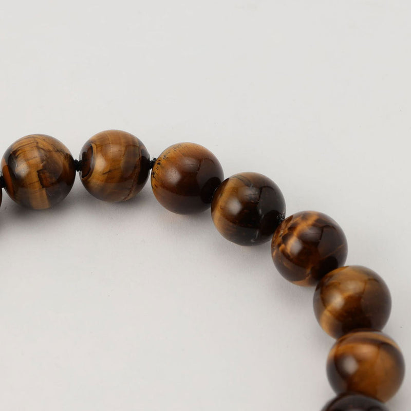 18K Gold Plated Tigers Eye Knotted Station Round Bead Choker Necklace