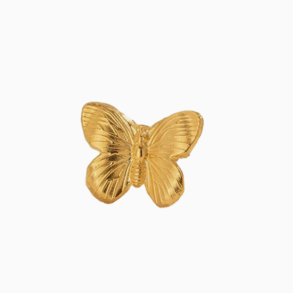 Bohemian 18K Gold Plated Ribbed Large Butterfly Open Cuff Ring