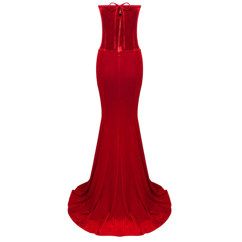 Celebrity Satin Tube Top and Knot Front Maxi Mermaid Skirt Matching Set