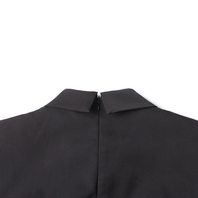 Chic Faux Pearl Tassel Tie Collar Cutout Cap Sleeve High Low Split Maxi Dress