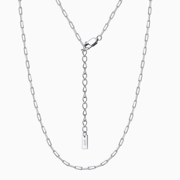 Chic Paper Clip Pure Sterling Silver Polished 4MM Link Chain Necklace