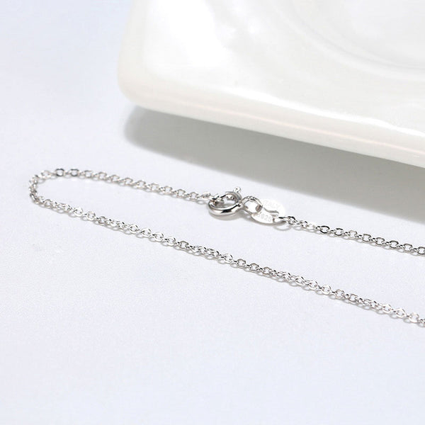 Classic Cable Rhodium Plated Sterling Silver Dainty Chain Necklace