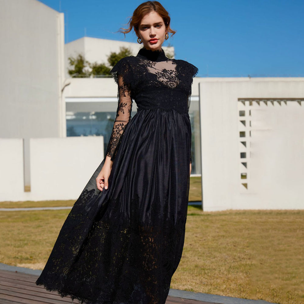 Classy black lace dress online