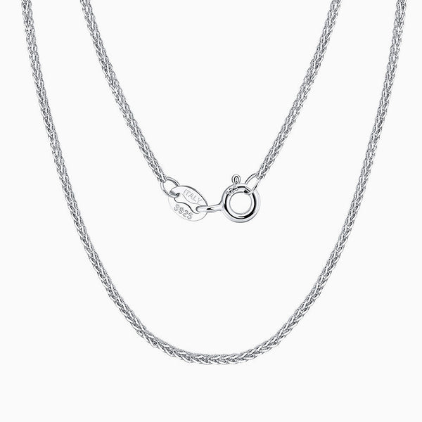 Effortless Chic Pure Color Sterling Silver 1.2MM Wheat Chain Necklace