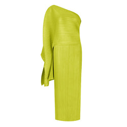 Elegant One Shoulder Exaggerated Sleeve Bodycon Pleated Prom Maxi Dress