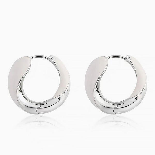 END TO END Luxury Metallic Enameled Two Tone Hinged Hoop Earrings