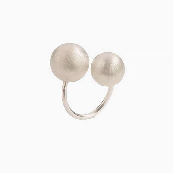 END TO END Mismatched Brush Satin Puffed Double Sphere Cuff Ring