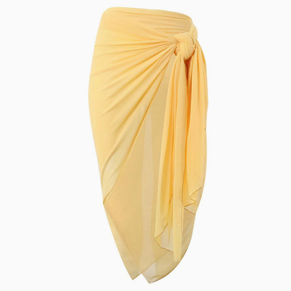 Ethereal Bow Tie Up Triangle High Waist Chiffon Cover Up Beach Sarong