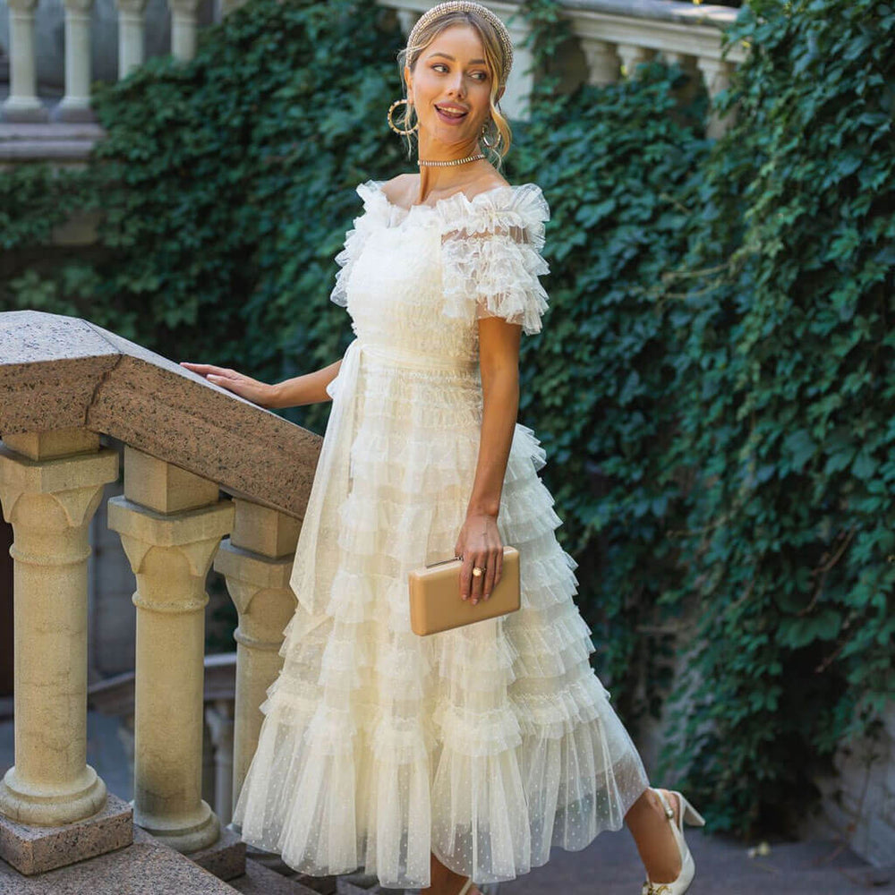 トップス theredthread S ruffle tulle dress THEREDTHREAD】S ruffle tulle dress