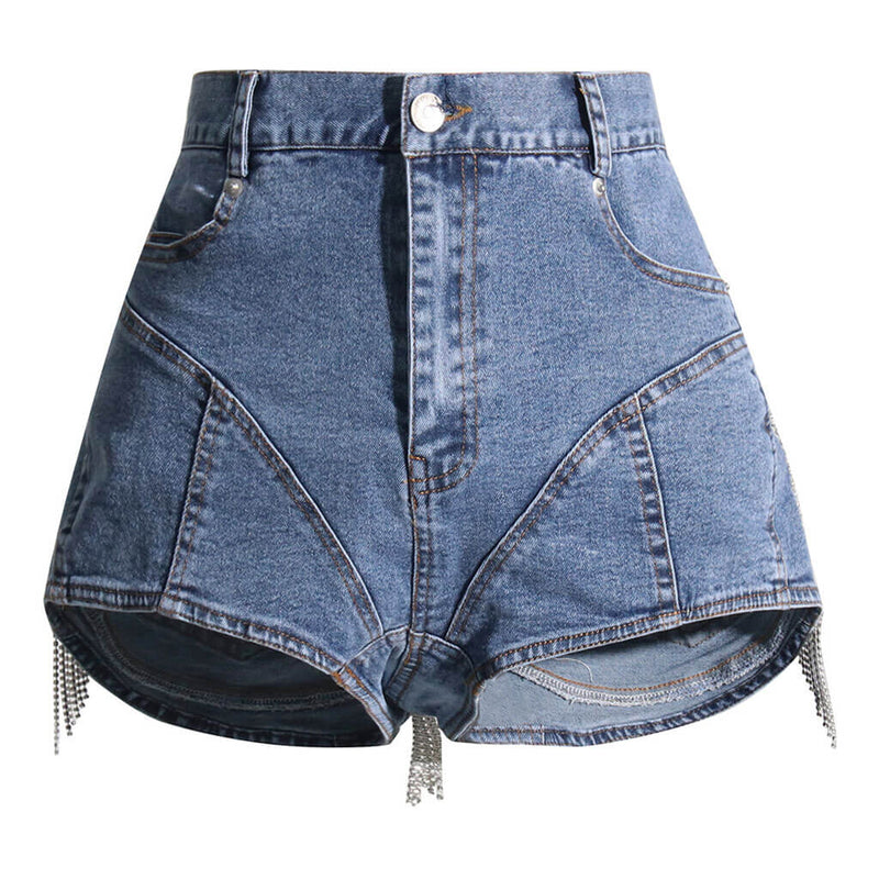Micro Mini High Waist Hole Denim Shorts - Power Day Sale