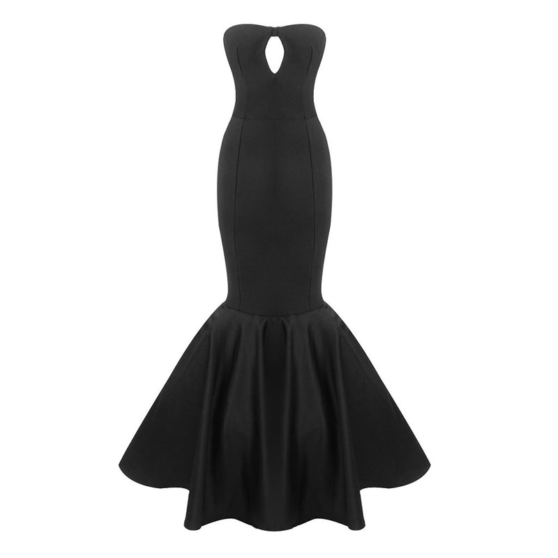 Gorgeous Strapless Keyhole Cutout Fit Flare Mermaid Evening Maxi Dress