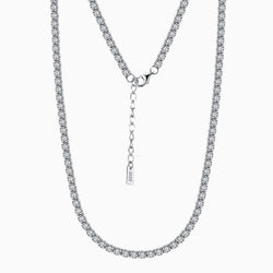 Iced Out Cubic Zirconia Rhodium Plated Sterling Silver Tennis Necklace