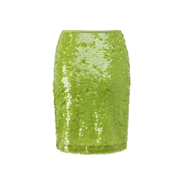 Luminous High Waist Bodycon Metallic Effect Sequin Bodycon Mini Skirt