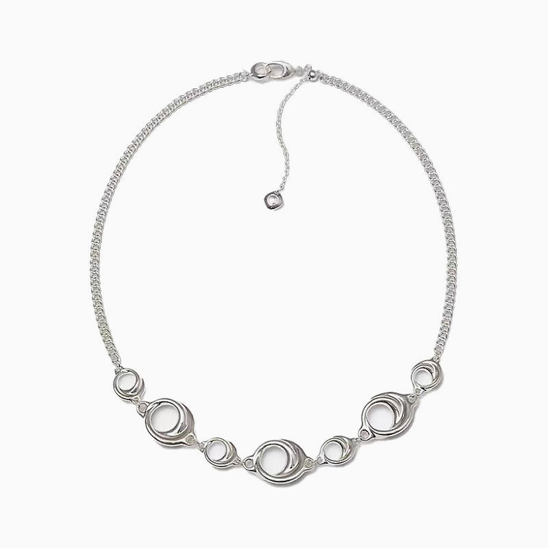 Luxe Sterling Silver Plated 18" Curb Chain Spaced Open Hoop Necklace