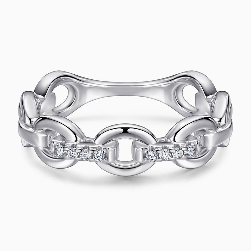 Luxurious Cubic Zirconia Pavé Interlocking Circle Sterling Silver Jewelry Set