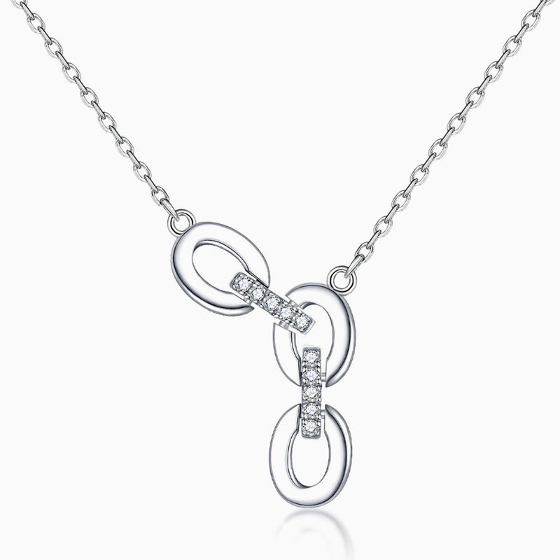 Luxurious Cubic Zirconia Pavé Interlocking Circle Sterling Silver Jewelry Set
