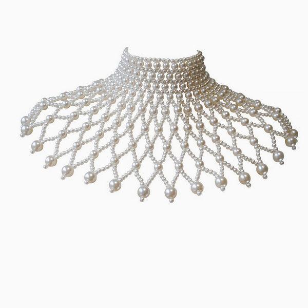 Luxurious Hollow Out Woven Imitation Baroque Pearl Choker Body Chain