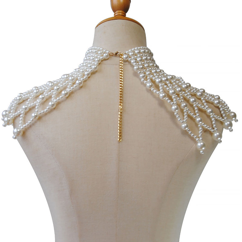 Luxurious Hollow Out Woven Imitation Baroque Pearl Choker Body Chain