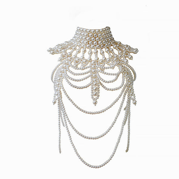 Luxury Handmade Layered Imitation Baroque Pearl Choker Body Chain