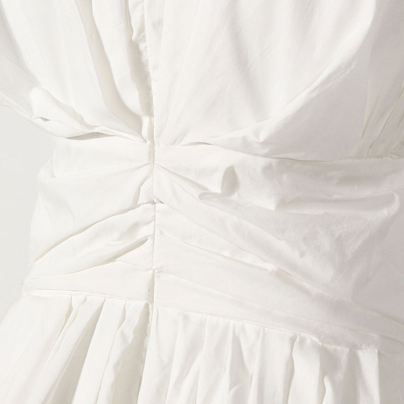 Minimalist Solid Color Round Neck Short Sleeve A Line Mini Dress