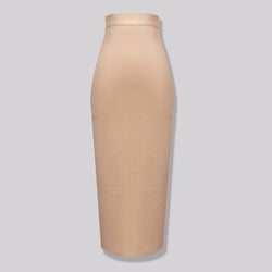 Minimalist Solid High Waist Back Slit Bodycon Bandage Midi Pencil Skirt