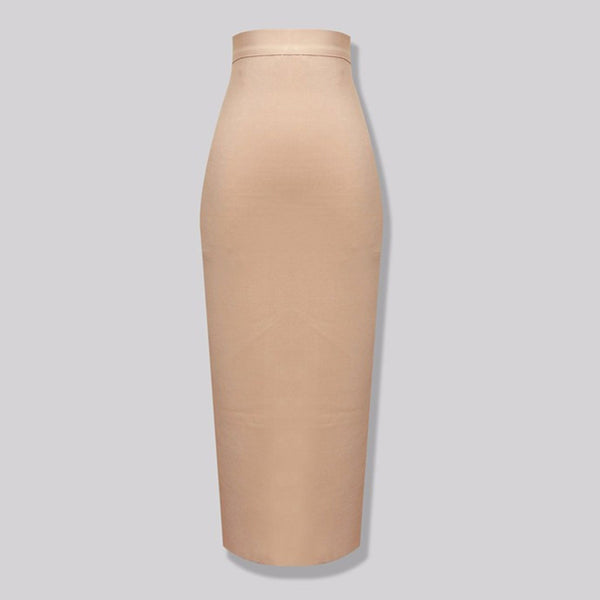 Minimalist Solid High Waist Back Slit Bodycon Bandage Midi Pencil Skirt