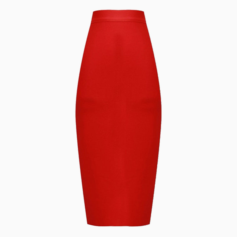 Minimalist Solid High Waist Back Slit Bodycon Bandage Midi Pencil Skirt