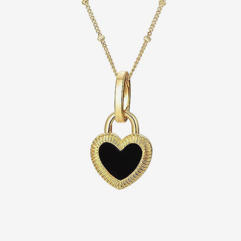 Retro Black Love Heart Pendant Necklace Female Simple - Temu
